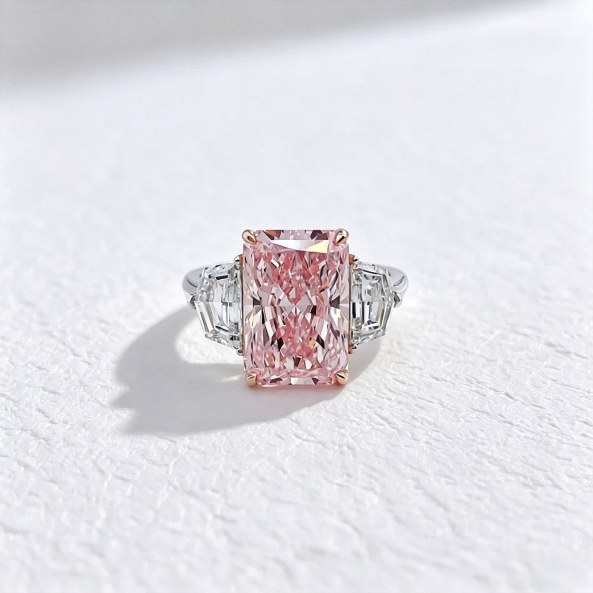 Radiant Pink Lab-Grown Diamond Ring in 18K Gold