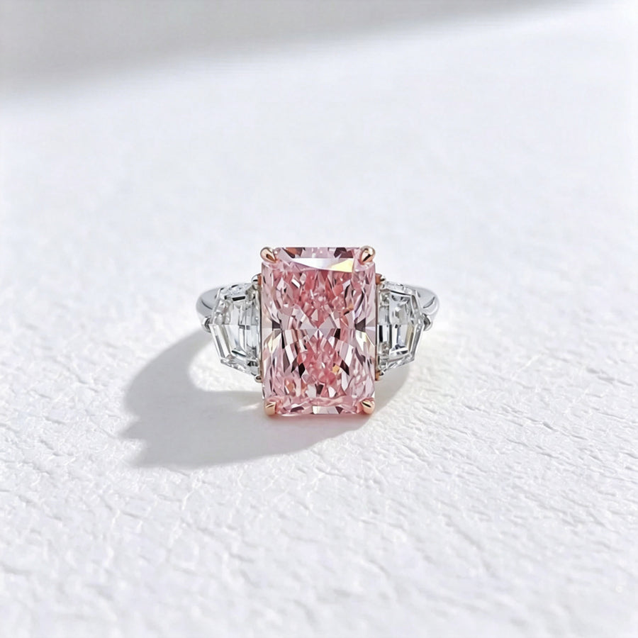 Radiant Pink Lab-Grown Diamond Ring in 18K Gold