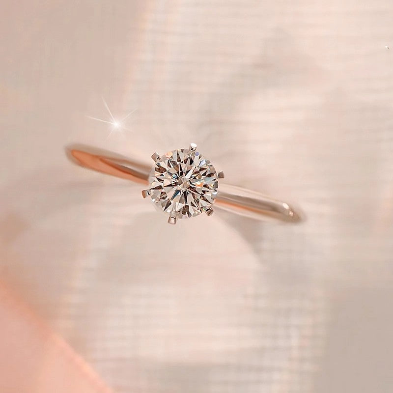 1ct D VVS Lab-Grown Diamond Classic 6-Prong Ring, 925 Sterling Silver Ring