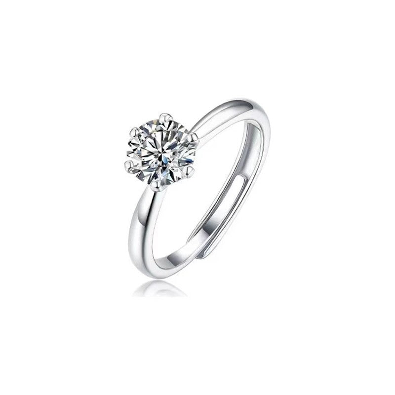 1ct D VVS Lab-Grown Diamond Classic 6-Prong Ring, 925 Sterling Silver Ring