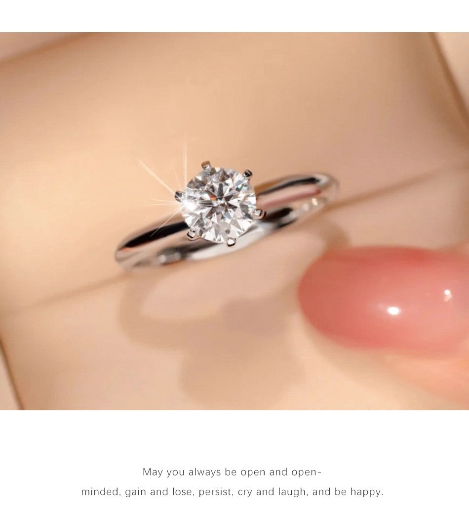 1ct D VVS Lab-Grown Diamond Classic 6-Prong Ring, 925 Sterling Silver Ring