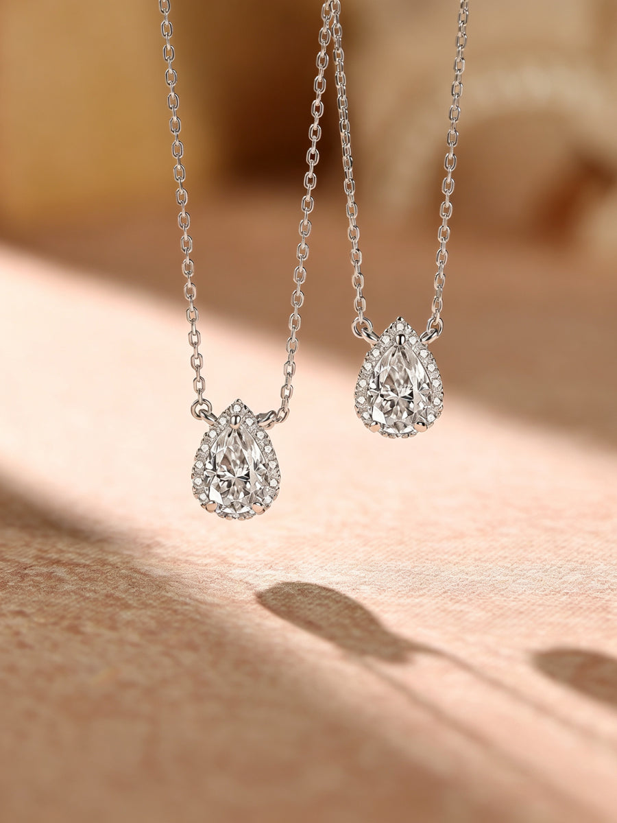 Lab-Grown Diamond Teardrop Pendant Necklace | 1 Carat | Sterling Silver | Women's Fine Jewelry