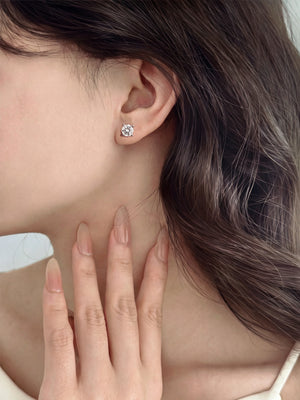 Four-Prong Lab-Grown Diamond Stud Earrings in 925 Sterling Silver | IGI Certified