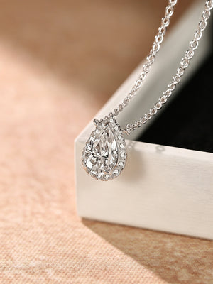 Lab-Grown Diamond Teardrop Pendant Necklace | 1 Carat | Sterling Silver | Women's Fine Jewelry